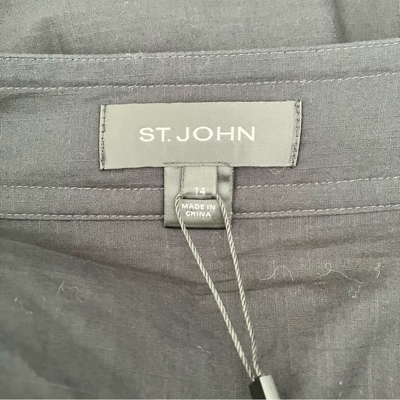 St John Black Cotton Caviar Sharkbite Hem Midi Skirt - Picture 5 of 7